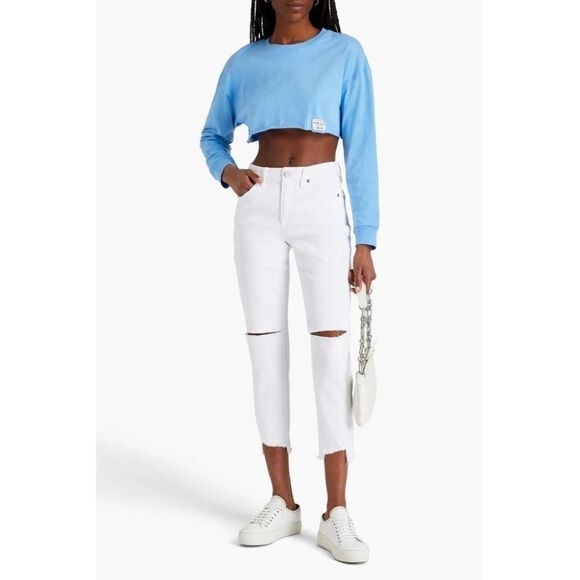 GOOD AMERICAN New Plus Size 18 Good Girlfriend Jeans in White Distressed - Picture 3 of 13